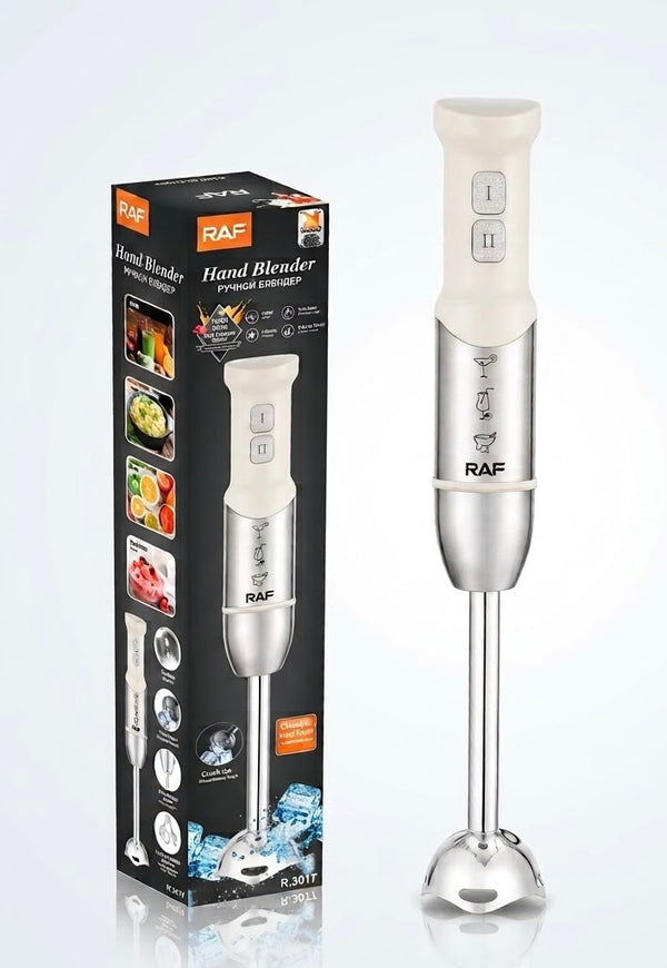 RAF 400W Hand Immersion Blender (R.3016) – 4-Blade Ice Crushing Stainless Blending Wand