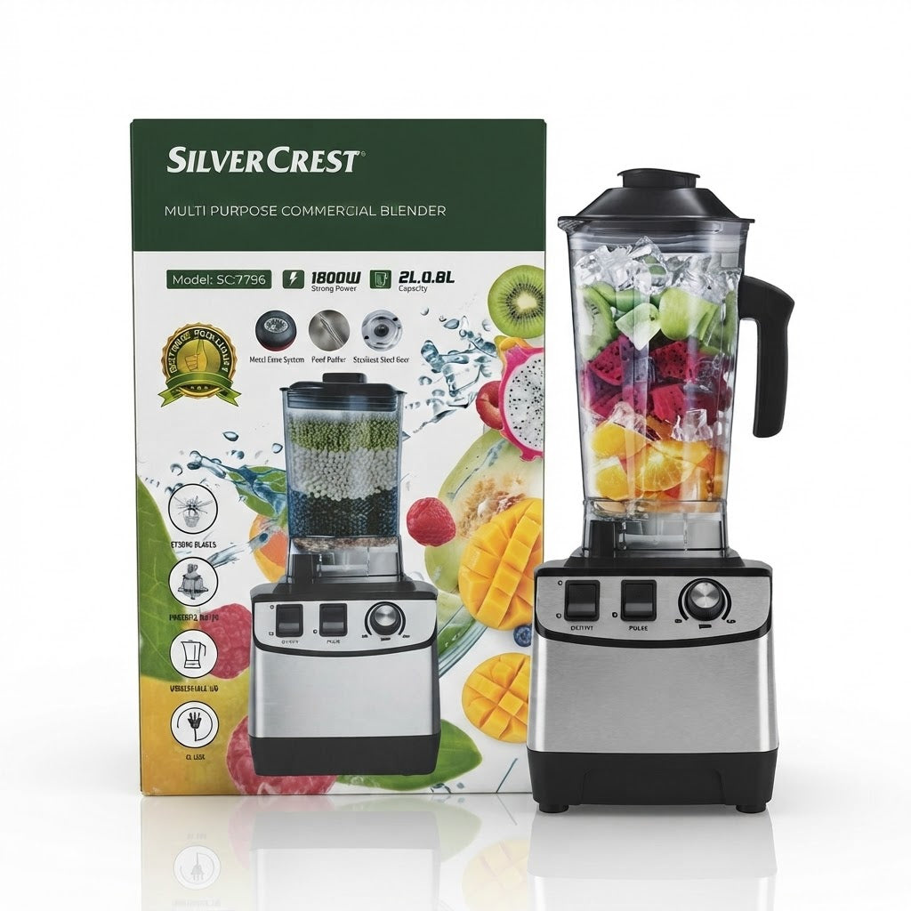 SilverCrest 1800W Commercial Heavy Duty Blender (SC-7799 / 2.0L) – High-Speed Smoothie & Ice Crusher Machine
