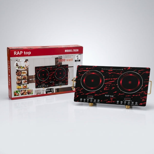 RAP Top 4400W Double Burner Infrared & Induction Cooker Stove (Model 7038) – Ceramic Glass Dual Chulha