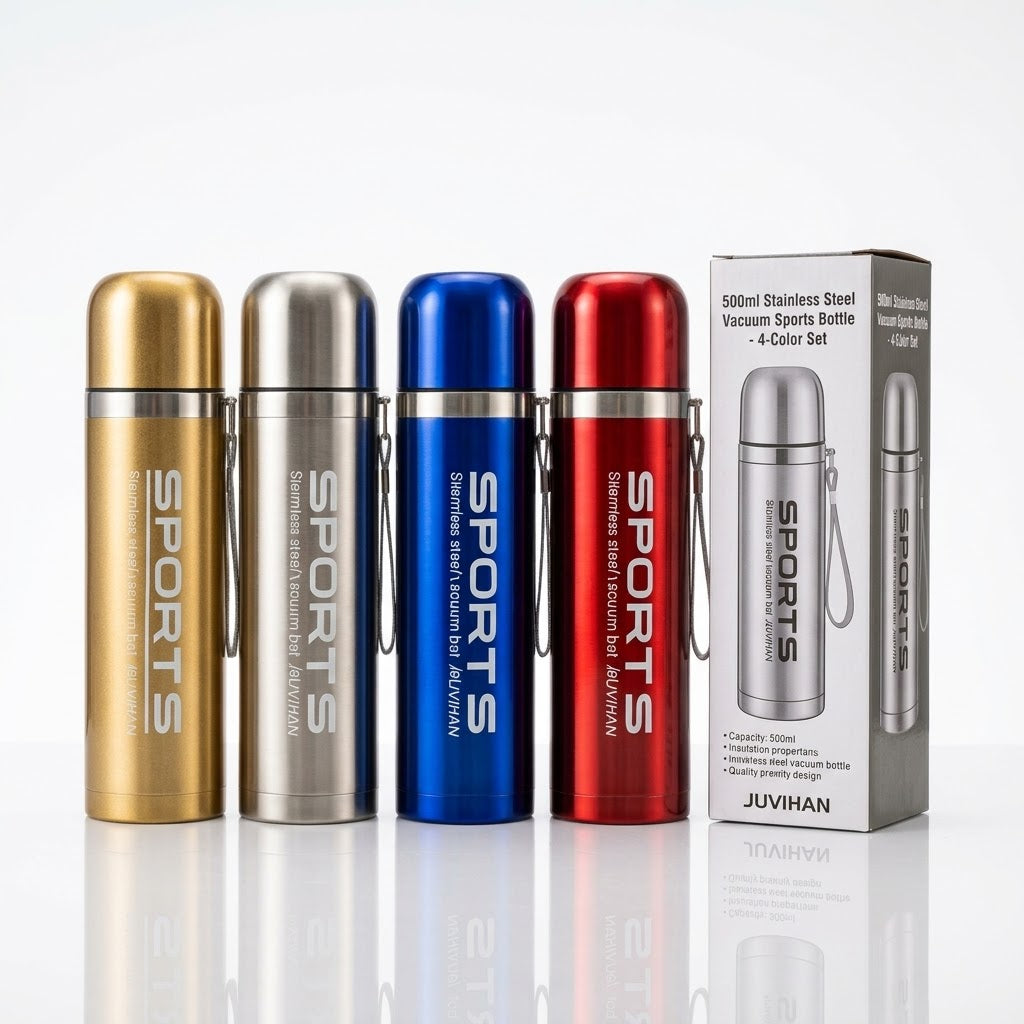 Sports 500ml Double Wall Vacuum Insulated Stainless Steel Water Bottle – 24h Cold & 12h Hot Thermos Flask