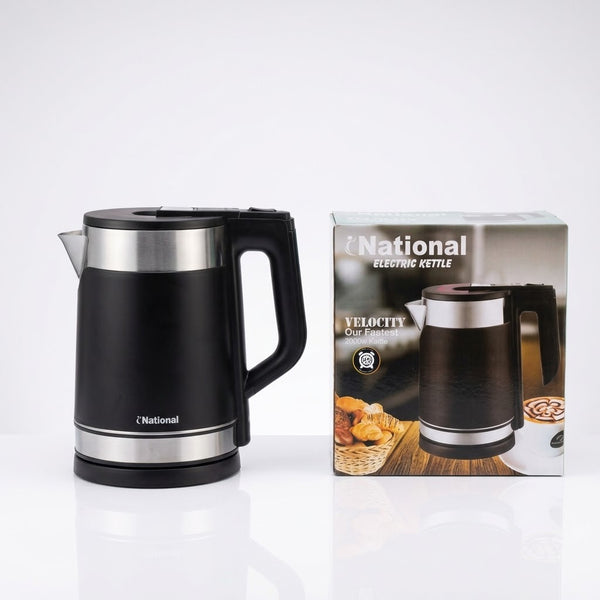 National 2.0L Velocity Electric Kettle – Rapid Boil Stainless Steel Cordless Water Heater (2000W)