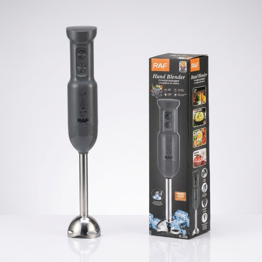 RAF 300W Hand Immersion Blender (R.356) – 4-Blade Stainless Steel Shaft with Ice Crushing