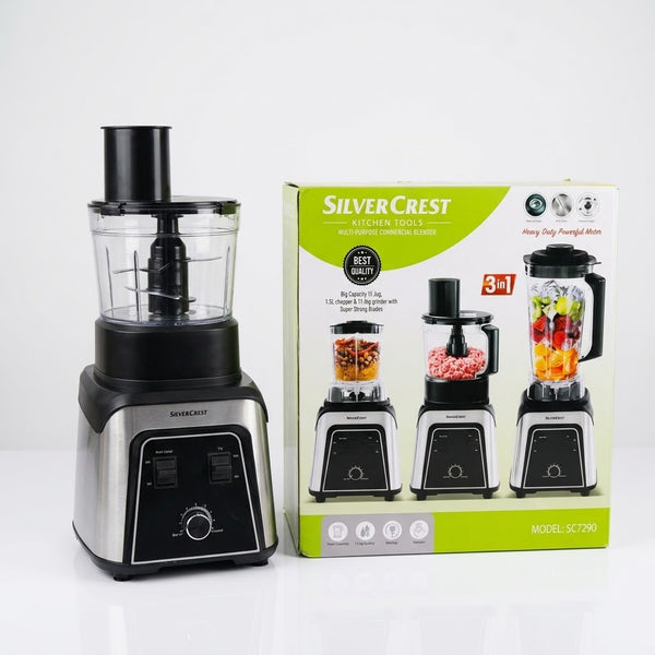 SilverCrest 3-in-1 Food Processor, Blender & Chopper (900W) – Multi-Purpose Commercial Kitchen Machine