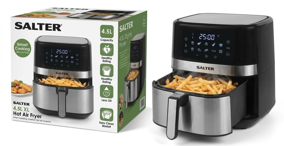 Salter 4.5L XL Digital Hot Air Fryer – Smart Cooking Low Fat Meals with Rapid Air Circulation & Touch Display