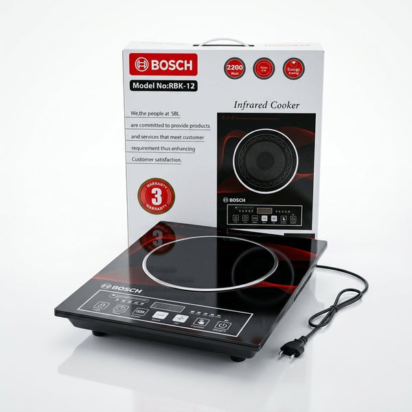 Bosch 2200W Infrared Cooker (Model: RBK-12) – Smart Touch Screen Digital Ceramic Electric Stove (3 Years Warranty)