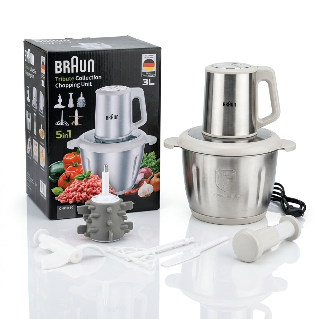 Braun Tribute Collection 3L Stainless Steel Electric Food Chopper 5-in-1 with Retail Box