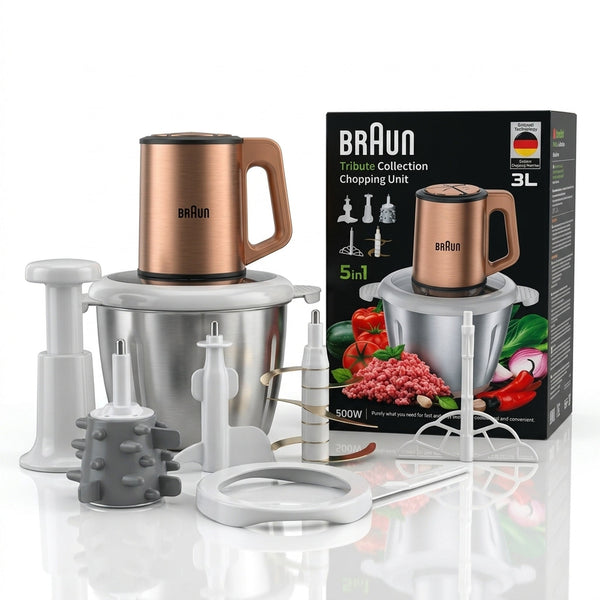 Braun Tribute Collection 5-in-1 Chopping Unit & Food Processor (3L Stainless Steel Bowl, 500W)