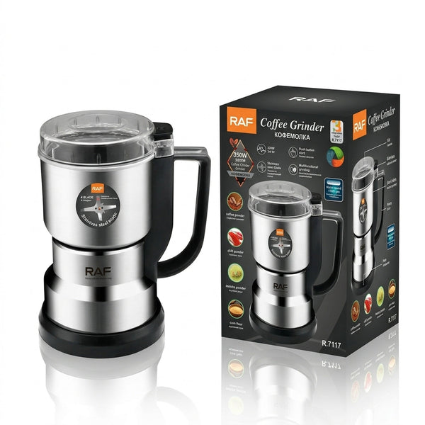 RAF 350W Electric Coffee & Spice Grinder (R.7117) – Stainless Steel Blades & One-Touch Push Button