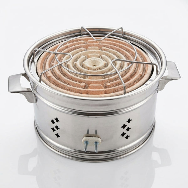 Heavy Duty All-Stainless Steel Round Electric Cooking Heater (Drum Chulha) – High Heat Ceramic Coil Stove with Handles