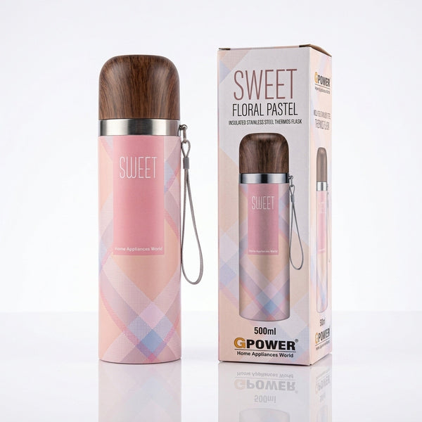 Sweet Floral Insulated Stainless Steel Thermos Flask (500ml) – Double Wall Travel Drinkware